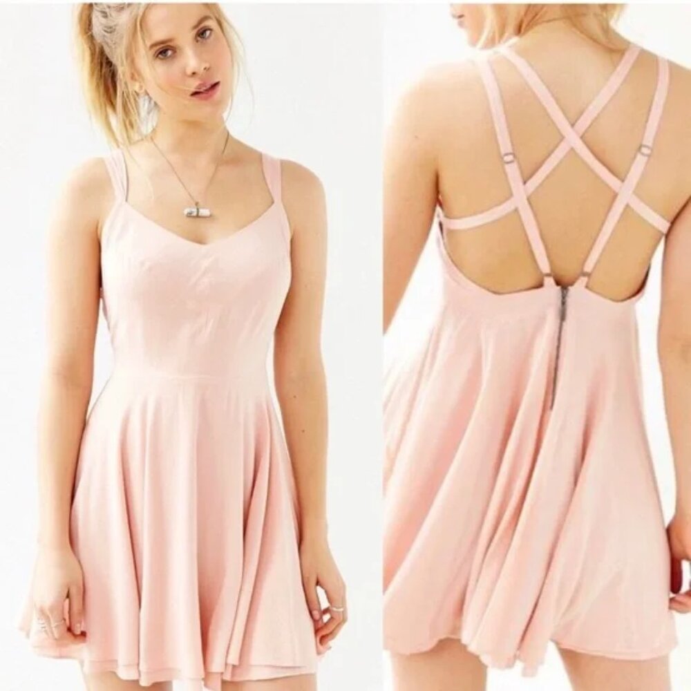 Strappy Pink Kimchi Blue Scarlett Mini Fit & Flare Skater Dress